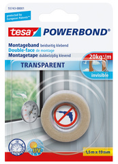 tesa Powerbond Montageband, transparent, 19 mm x 1,5 m