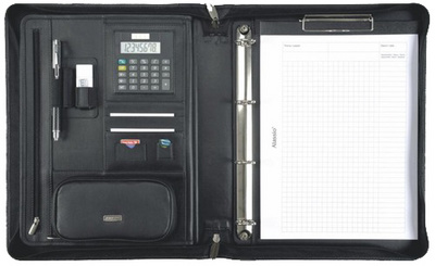 Alassio Ringbuchmappe 'BOSA', A4, Nappaleder, schwarz