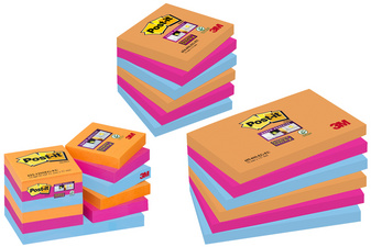 Post-it Haftnotizen Super Sticky Notes, 76 x 76 mm, 3-farbig