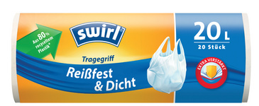 swirl Mülleimerbeutel, mit Tragegriff, transparent, 20 Liter