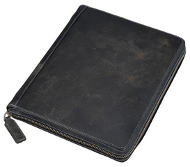 Alassio iPad Organizer 'FLUSH', Leder, schwarz / grau