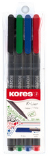 Kores Fineliner 'K-Liner', Strichstärke: 0,4 mm, 4er Etui