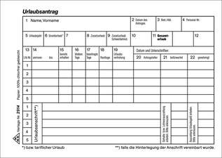 RNK Verlag Vordruck Urlaubs- und Freistellungsantrag