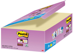 Post-it Haftnotizen Super Sticky Notes, 76 x 76 mm, gelb