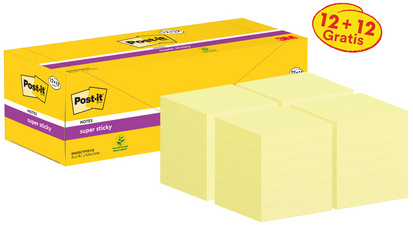 Post-it Haftnotizen Super Sticky Notes, 76 x 76 mm, 12 + 12