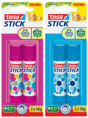 tesa ecoLogo Stick Klebestift, 2 x 10 g, farbig sortiert