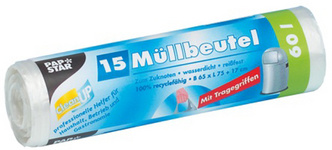 PAPSTAR Mülleimerbeutel HDPE, 20 Liter, transparent