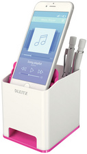 LEITZ Sound Stifteköcher WOW Duo Colour, 2 Fächer, pink