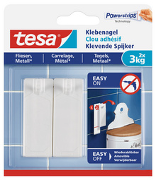 tesa Powerstrips Klebenagel für Fliesen und Metall, 2,0 kg