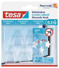 tesa Powerstrips Klebehaken für Glas, transparent