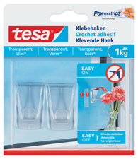 tesa Powerstrips Klebehaken für Glas, transparent