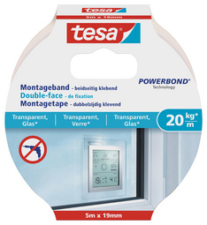 tesa Powerbond Montageband für Glas, 19 mm x 5,0 m