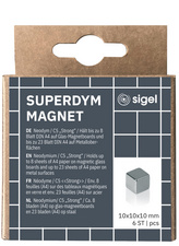 sigel Neodym-Design-Magnete 'Strong' C5, 10er Set, silber
