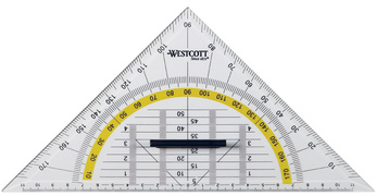 WESTCOTT Geodreieck, Hypotenuse: 220 mm, mit Griff