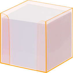 folia Zettelbox 'Luxbox' mit Leuchtkanten, orange, bestückt