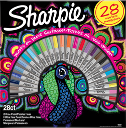 Sharpie Permanent-Marker FINE, 28er BIG PACK 'Pfau'