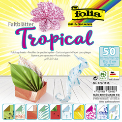 folia Faltblätter-Set 'Tropical', 150 x 150 mm, 50 Blatt