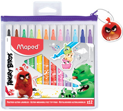 Maped Fasermaler ANGRY BIRDS, 12er Reißverschlusstasche