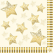 PAPSTAR Weihnachts-Motivservietten 'Sparkling Stars', creme
