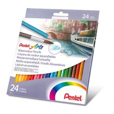 Pentel Wasservermalbarer Buntstift CB9, holzgefasst, FSC/CE-zertifiziert. 24 Farben im Set