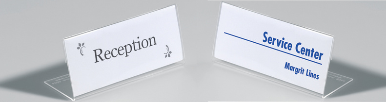 DURABLE Tisch-Namensschild, L-Form, aus Acryl, transparent