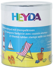 HEYDA Motivstempel-Set Urlaub, Klarsicht-Runddose