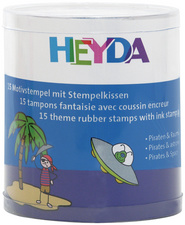 HEYDA Motivstempel-Set Piraten & Raumfahrer, Runddose