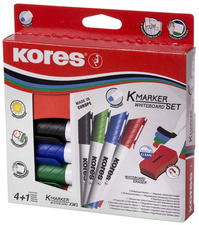 Kores Whiteboard-Marker Set, 4 Marker + Tafellöscher