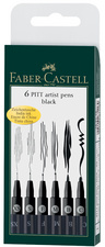 FABER-CASTELL Tuschestift PITT artist pen, schwarz, 6er Etui