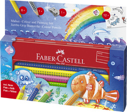 FABER-CASTELL Dreikant-Buntstifte Jumbo GRIP, Set Wasserwelt