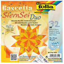 folia Faltblätter Bascetta-Stern, 150 x 150 mm, silber/gold