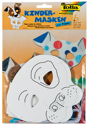 folia Kindermasken Katze, aus Pappe, weiß