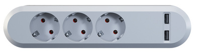 Bachmann Steckdosenleiste SMART, 3-fach, 2 x USB
