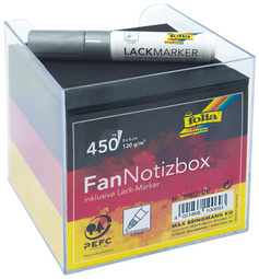 folia Zettelbox FAN, Kunststoff, Füllung: schwarz/rot/gelb