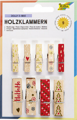 folia Holzklammern mit Druck XMas II