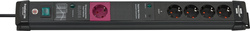 Brennenstuhl 1951150500 Steckdosenleiste Premium-Line 60.000A, 5-fach Premium-Line Steckdosenleiste 5-fach mit Überspannungsschutz und Main-Follow Funktion (Mehrfachsteckdose mit 3m Kabel und Schalter, Steckdosenleiste Wandmontage, Made in Germany)