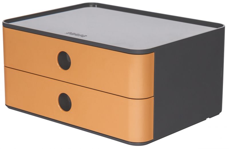 HAN SMART-BOX ALLISON – kompakte Design-Schubladenbox mit 2 Schubladen, hochglänzend und in Premium-Qualität, caramel brown, 1120-83