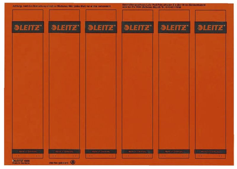 Leitz 1686 PC-beschriftbare Rückenschilder - Papier, kurz/schmal, 150 Stück, rot