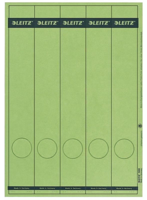 Leitz 1688 PC-beschriftbare Rückenschilder - Papier, lang/schmal, 125 Stück, grün