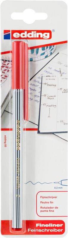 Fineliner edding 55 finepen, 0,3mm, rot