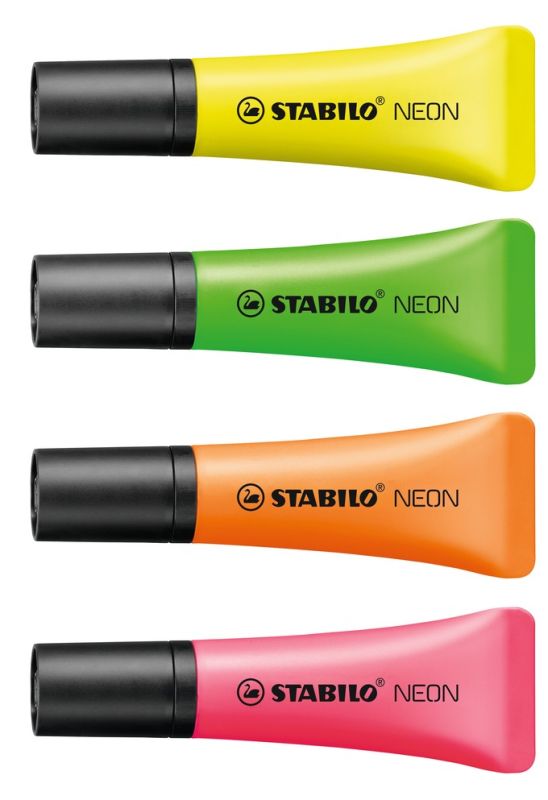 Textmarker - STABILO NEON - 10er Colormix - 4x gelb, 2x grün, 2x orange, 2x pink