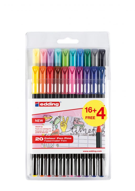 Fasermaler 1200 colourpen BTS (16+4), 1 mm, Sortiert fein pastell, 20 Stück