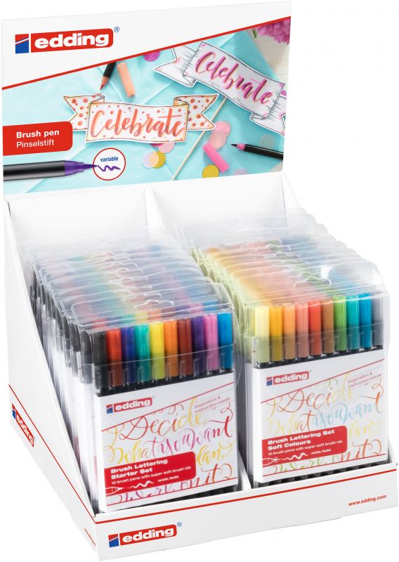 Display Brushpen Lettering Sets, Inhalt: 16 Stück, sortiert