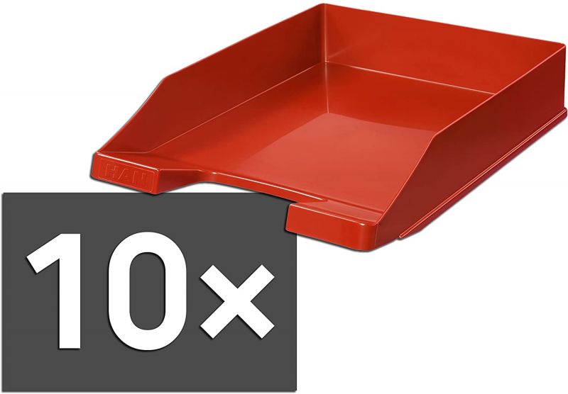 10er Pack Briefablage KLASSIK, rot DIN A4/C4, stapelbar, stabil HAN