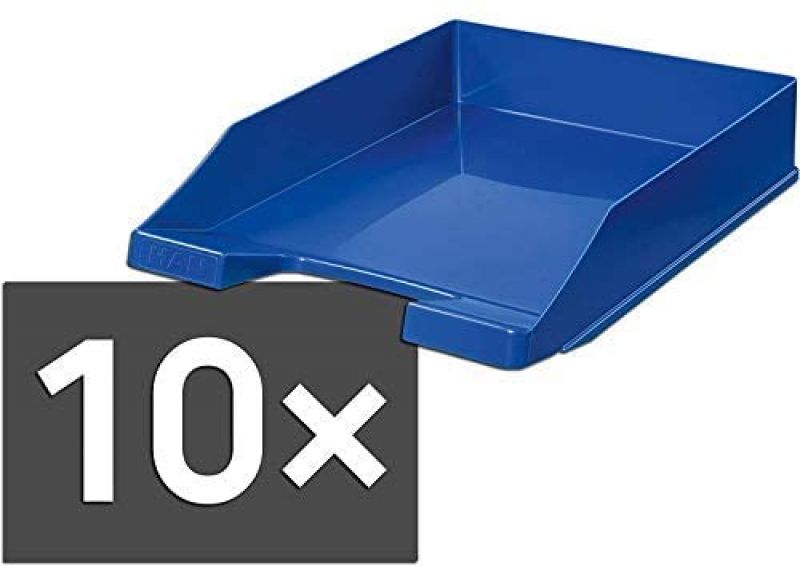 10er Pack Briefablage KLASSIK, blau DIN A4/C4, stapelbar, stabil