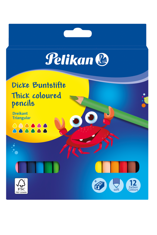 Pelikan Buntstifte Jumbo dreikant 12er lackiert FSC inkl. Anspitzer