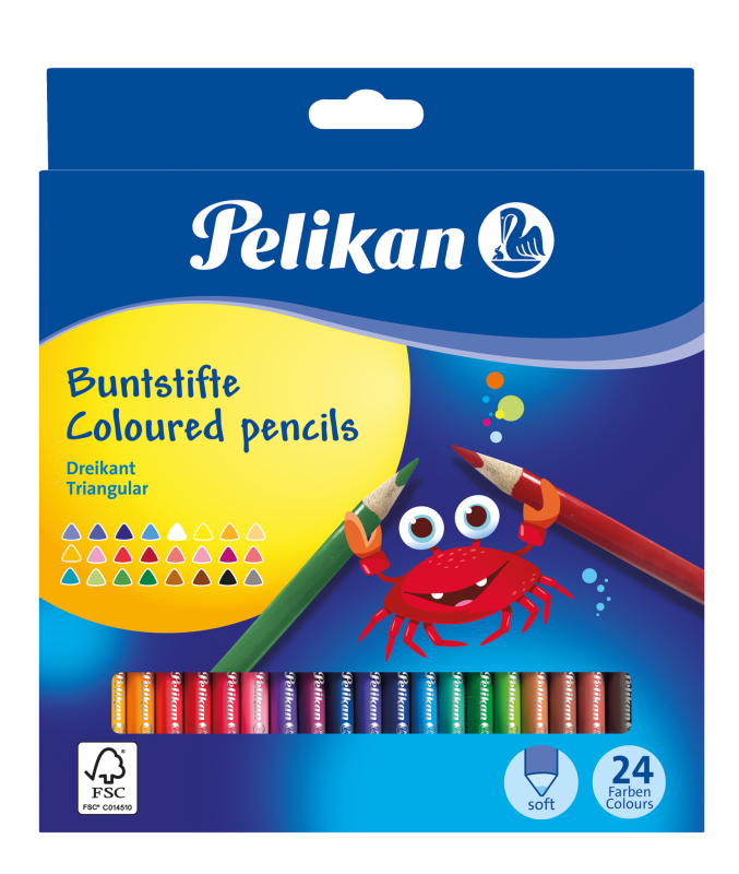 Pelikan Buntstifte Set, dreieckig, 24 Farben