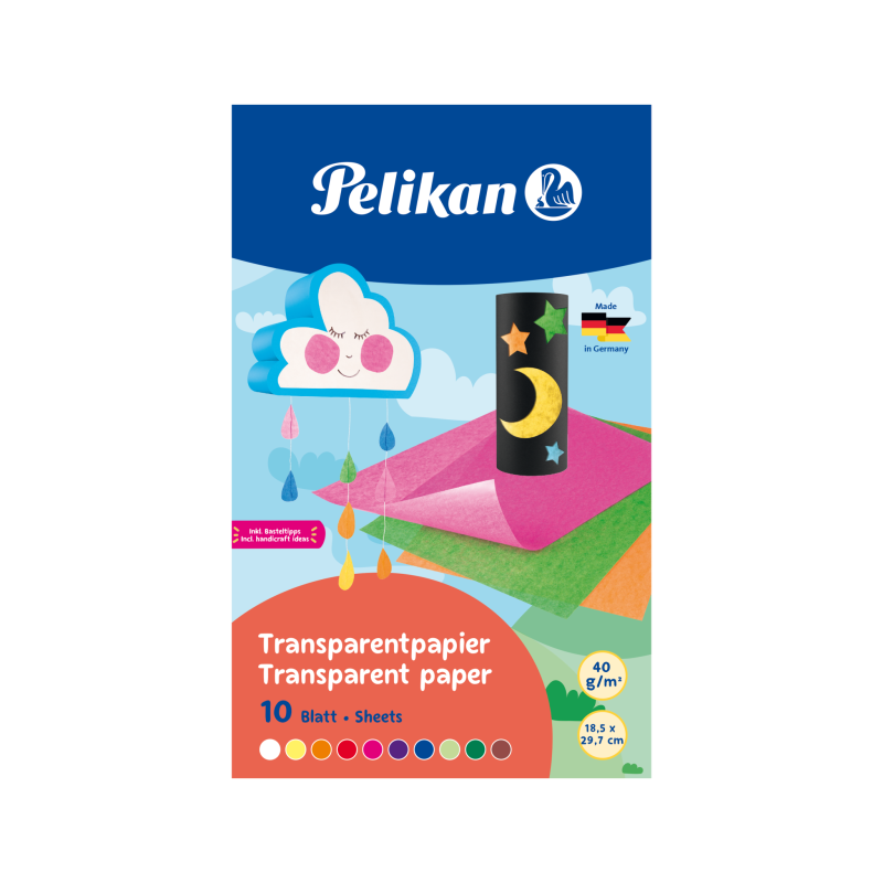 Pelikan Transparentpapier 18 x 30 cm, 10 Blatt in 10 Farben