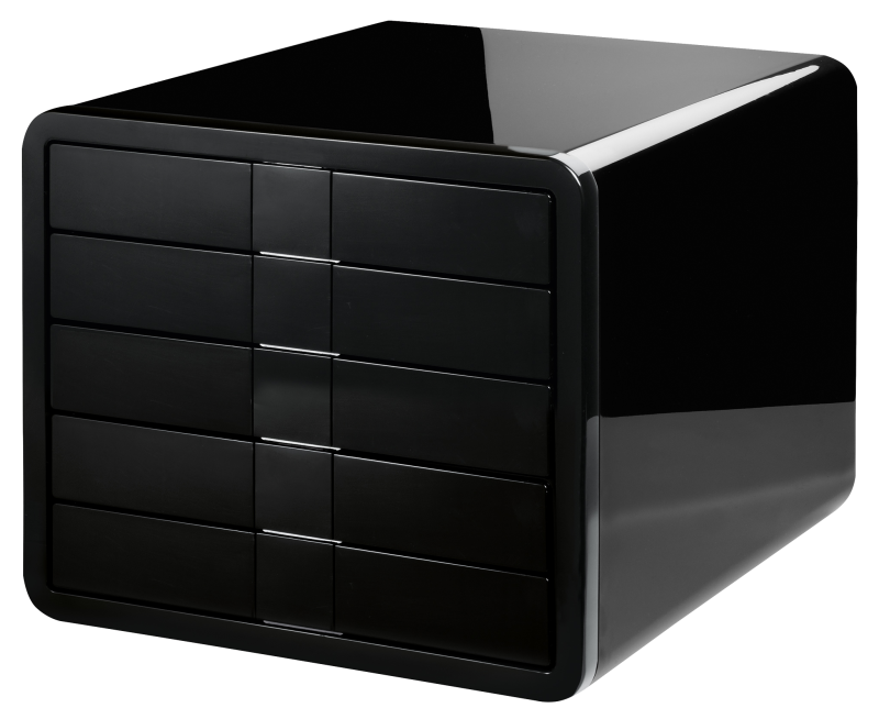 HAN Schubladenbox i-Box – High-End Schreibtischbox mit 5 Schubladen für Formate bis DIN A4/C4. Die ultimative Designbox für das moderne Büro, schwarz, 1551-13