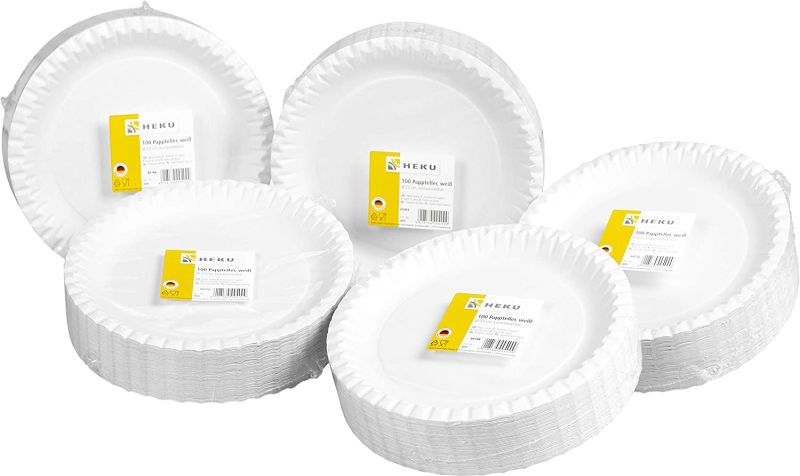 HEKU 30409-1: 500 Pappteller, weiß, rund, Ø 23cm, 100% Frischfaser ohne Beschichtung
